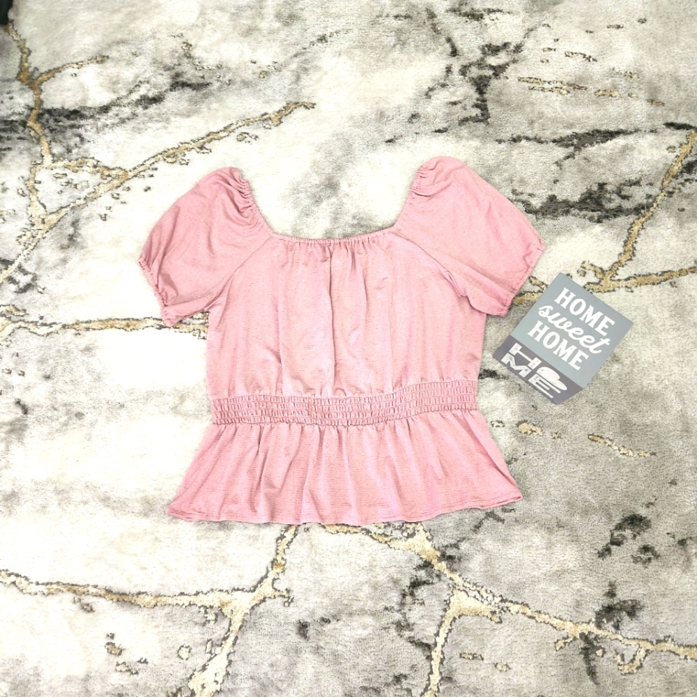 Women's Baby Pink/Silver Lauren Conrad Off The Shoulder Top. NWT